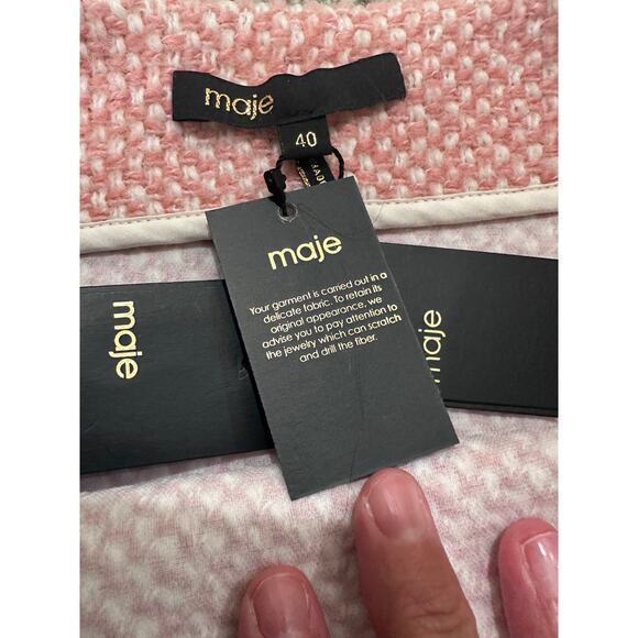 Maje Tweed Pink Cream Mini Skirt Size 10 (40) - Picture 3 of 10